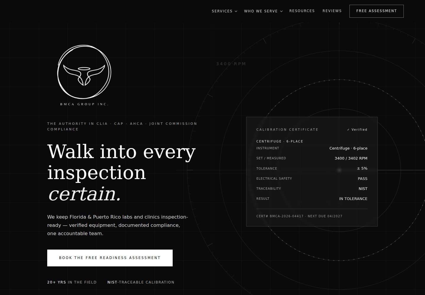 BMCA Group website homepage